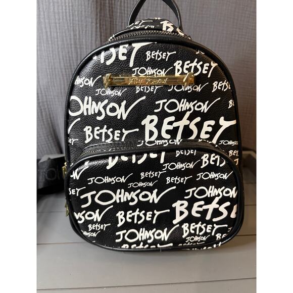 Betsey Johnson Black/White Logo Graffiti Mini Backpack - Picture 1 of 6